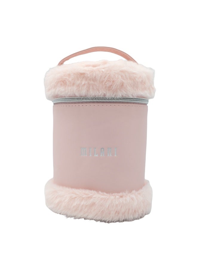 Milani PU Leather - Velvet + Pink w/ Silver Logo Cosmetics Bag PGH-150